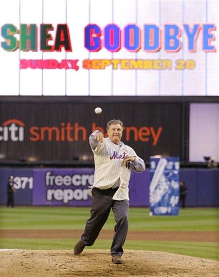Tom Seaver throws out the first pitch